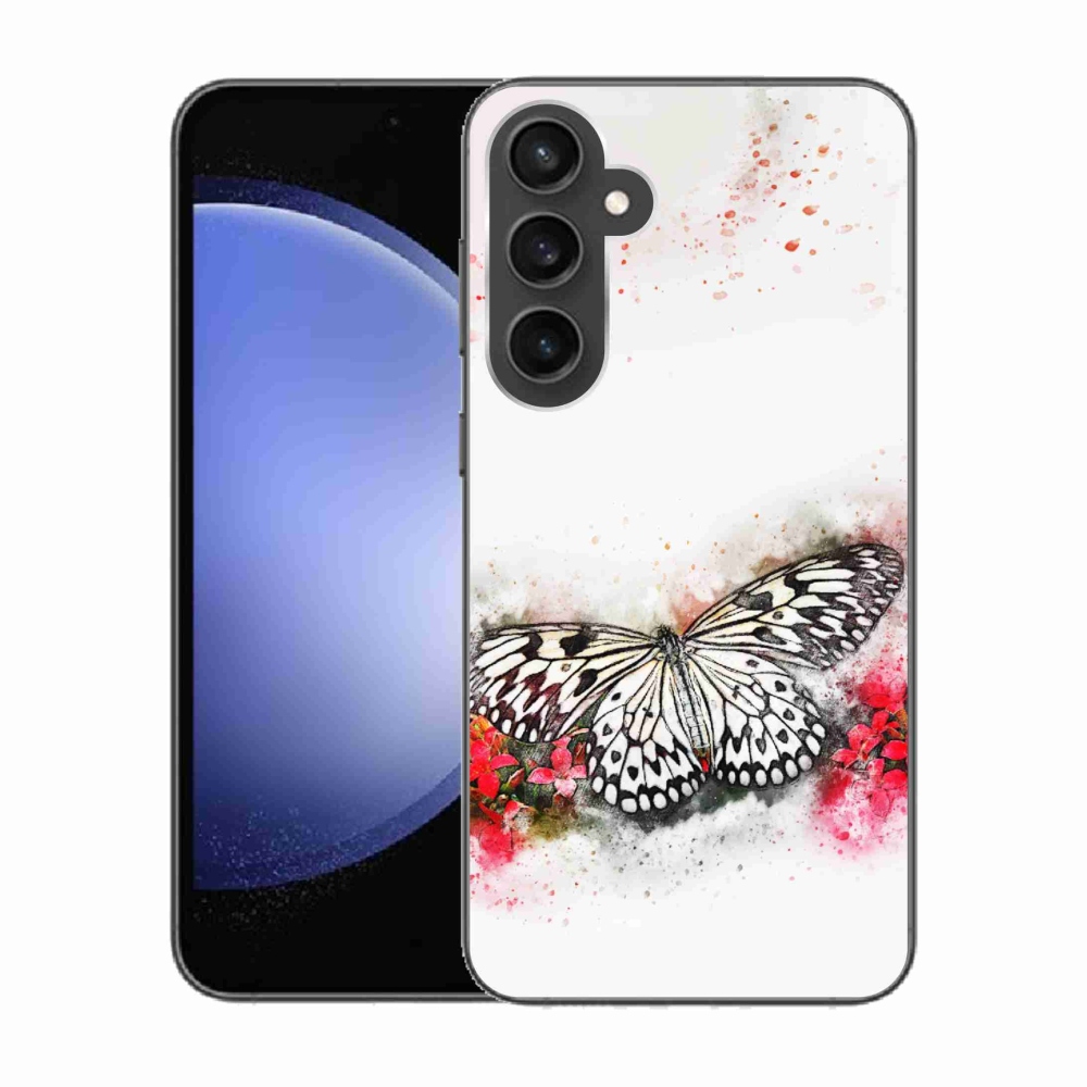 Zselés borítás mmCase Samsung Galaxy S23 FE készülékhez - fekete-fehér pillangó