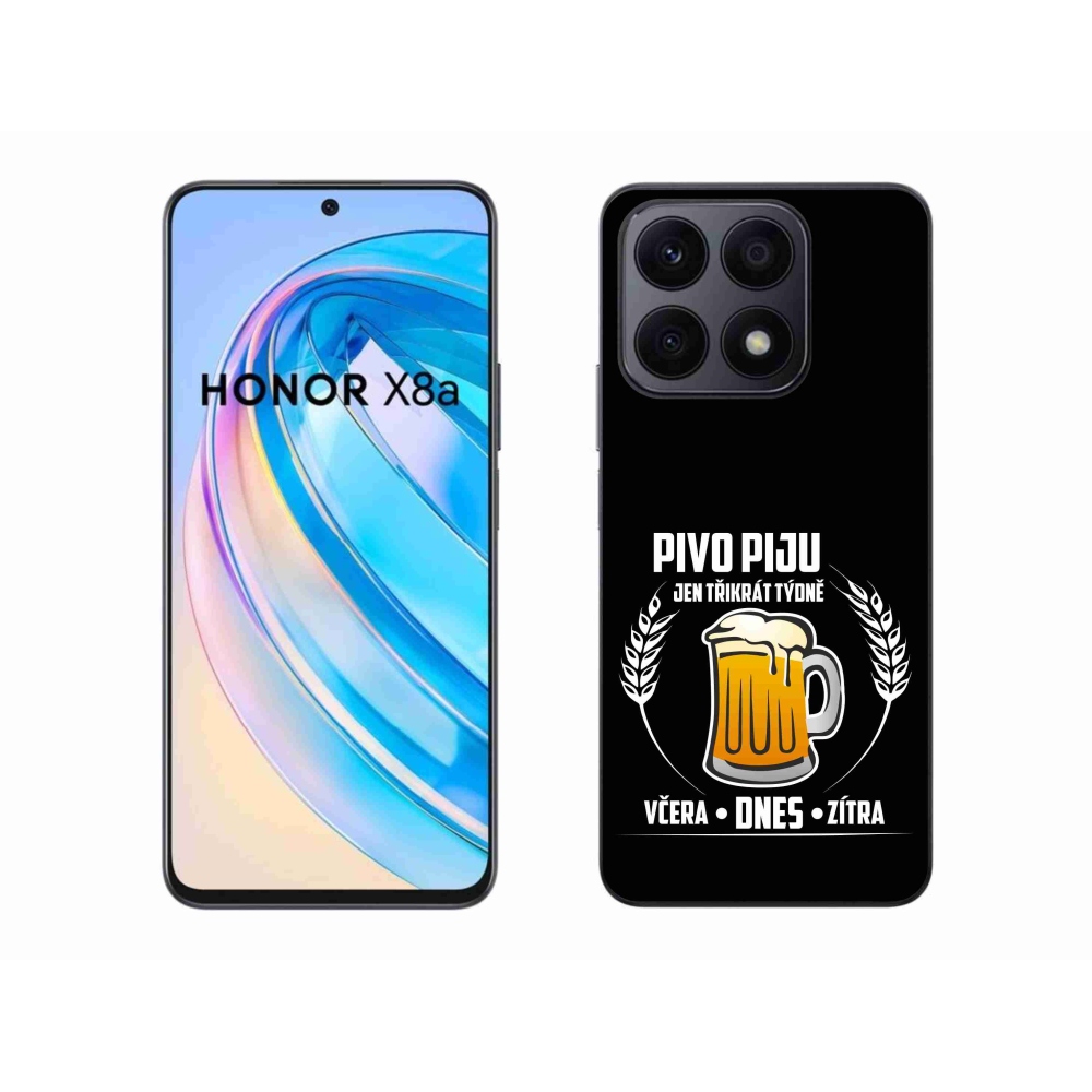 Gél borítás mmCase a Honor X8a számára - sör motívum fekete háttérrel
