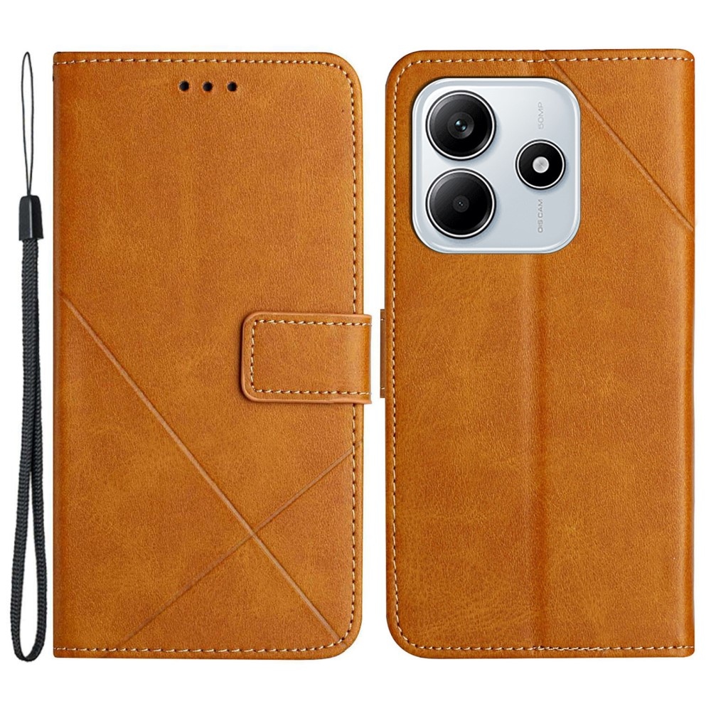 Vonalas könyv tok Xiaomi Redmi Note 14 5G-hez - sárga