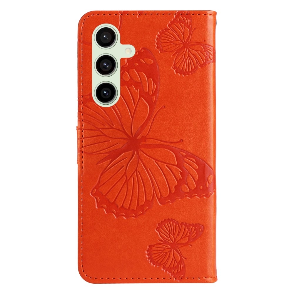 Nagy pillangó könyv tok Samsung Galaxy S24 FE készülékhez - narancssárga