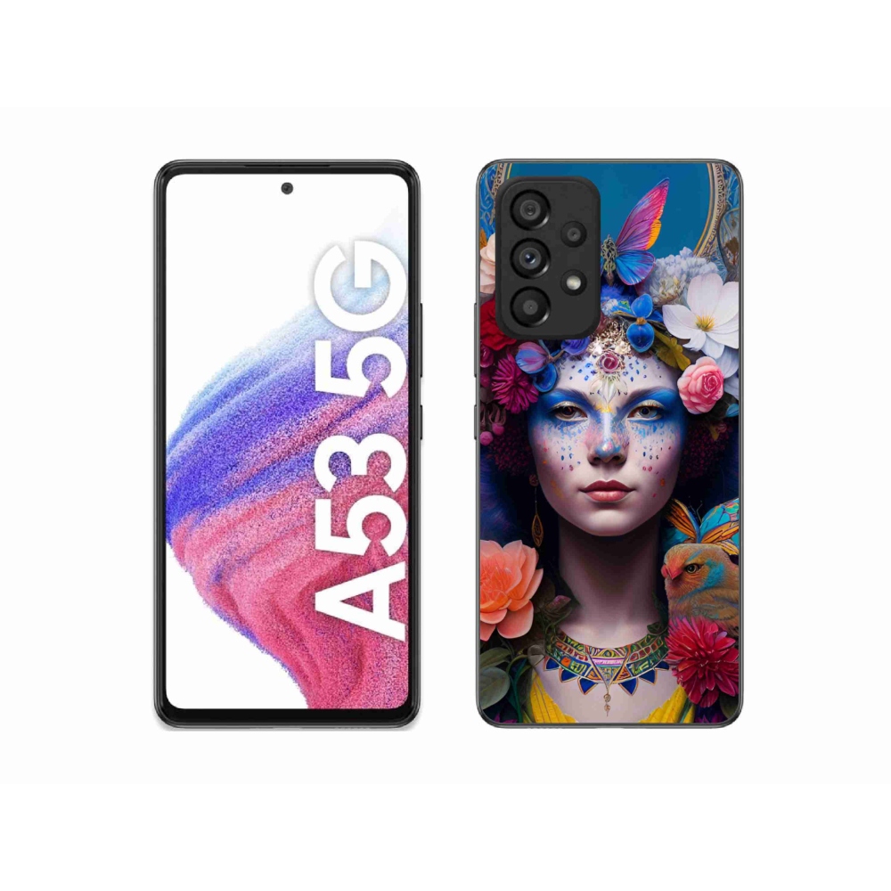 Gél borítás mmCase Samsung Galaxy A53 5G - nő virágokkal