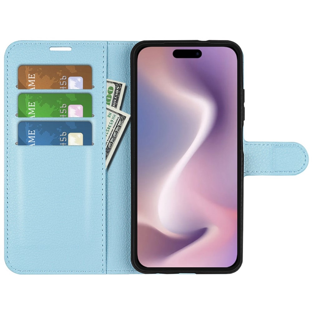 Litchi könyv tok iPhone 16-hoz - kék