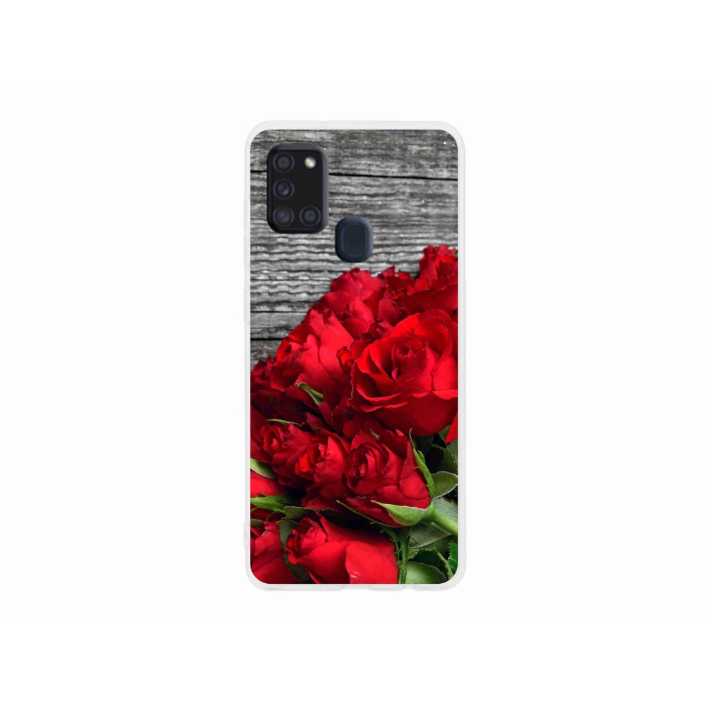 Gél borítás mmCase Samsung Galaxy A21s készülékhez - piros rózsa