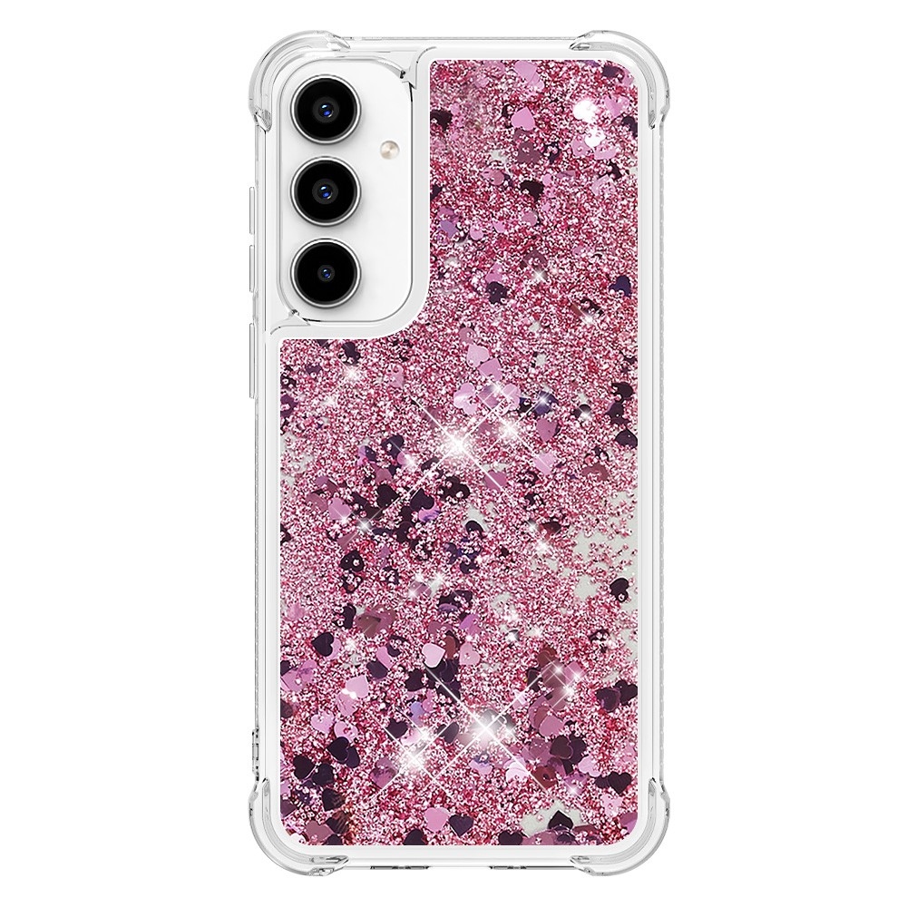 Glitter zselés homokóra hüvely Samsung Galaxy A35 5G - rózsaarany/szív