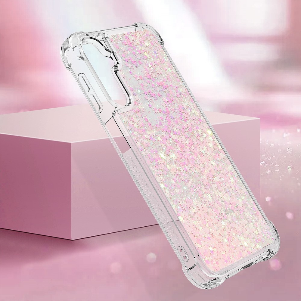 Glitter homokóra zselés tok Samsung Galaxy A24 készülékhez - rózsaszín / csillagok