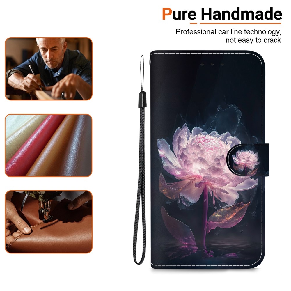 Printern könyv tok Xiaomi Redmi Note 14 5G - lila bazsarózsa