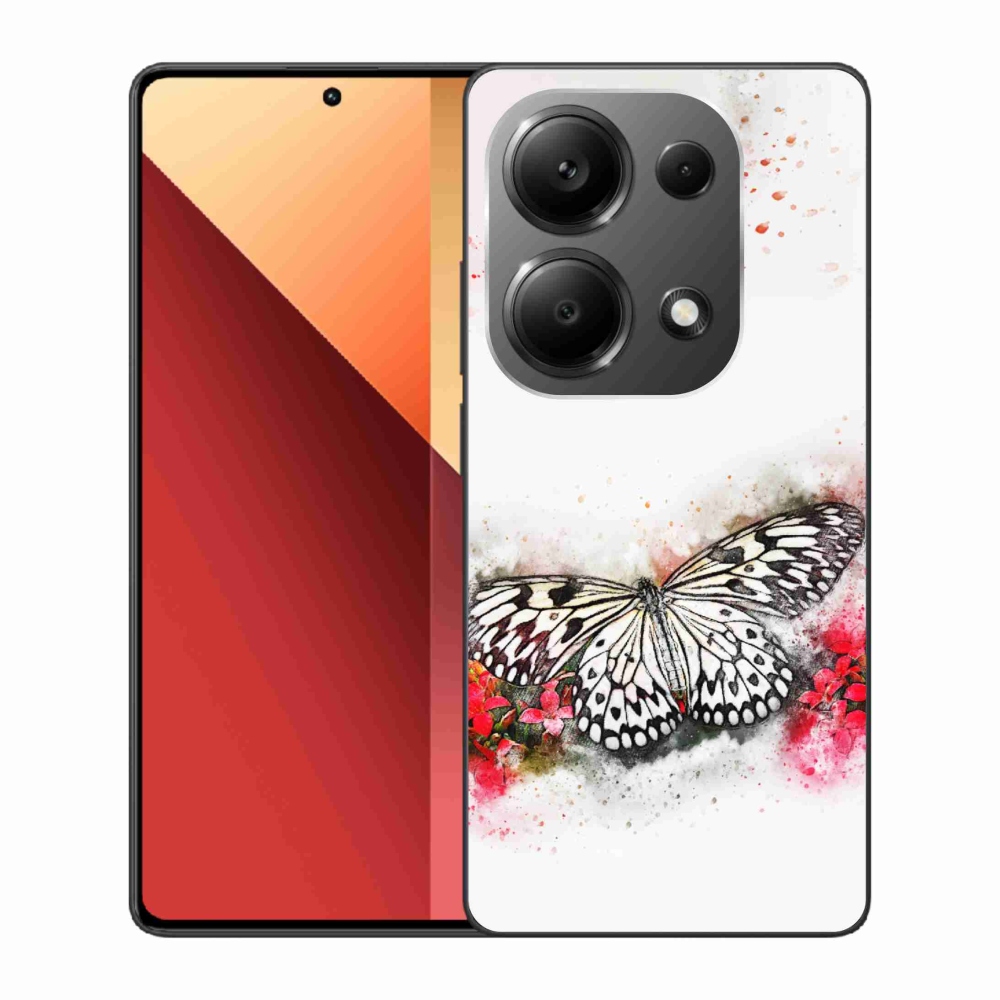 Gél borítás mmCase a Xiaomi Redmi Note 13 Pro 4G/Poco M6 Pro - fekete és fehér pillangóhoz