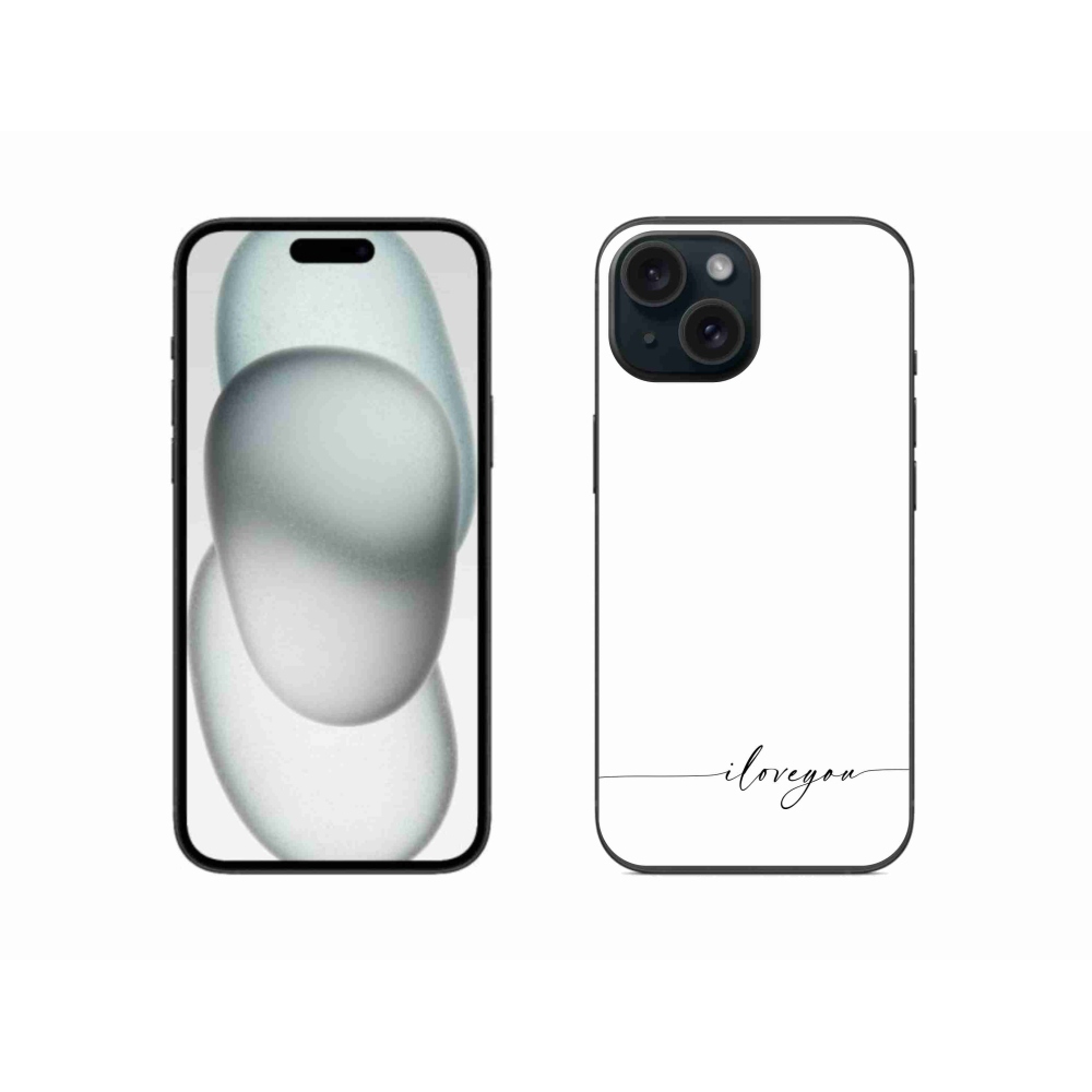 Gél borítás mmCase iPhone 15 készülékhez - I love you fehér háttérrel