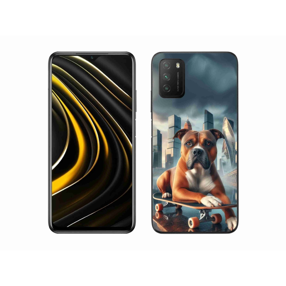 Gél borítás mmCase a Xiaomi Poco M3-hoz - kutya gördeszkán