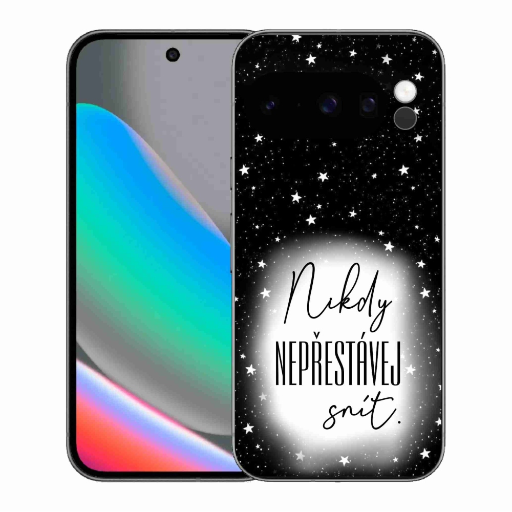 Gél borítás mmCase a Google Pixel 10 Pro készülékhez - Idézet 1 fehér és fekete háttérrel