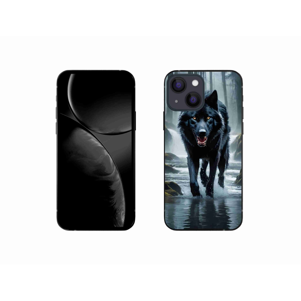 Zselés borítás mmCase iPhone 13 mini készülékhez - fekete farkas