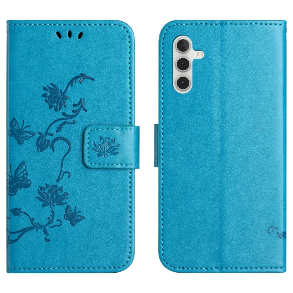 Virágos könyvtáska Samsung Galaxy A26 5G - kék