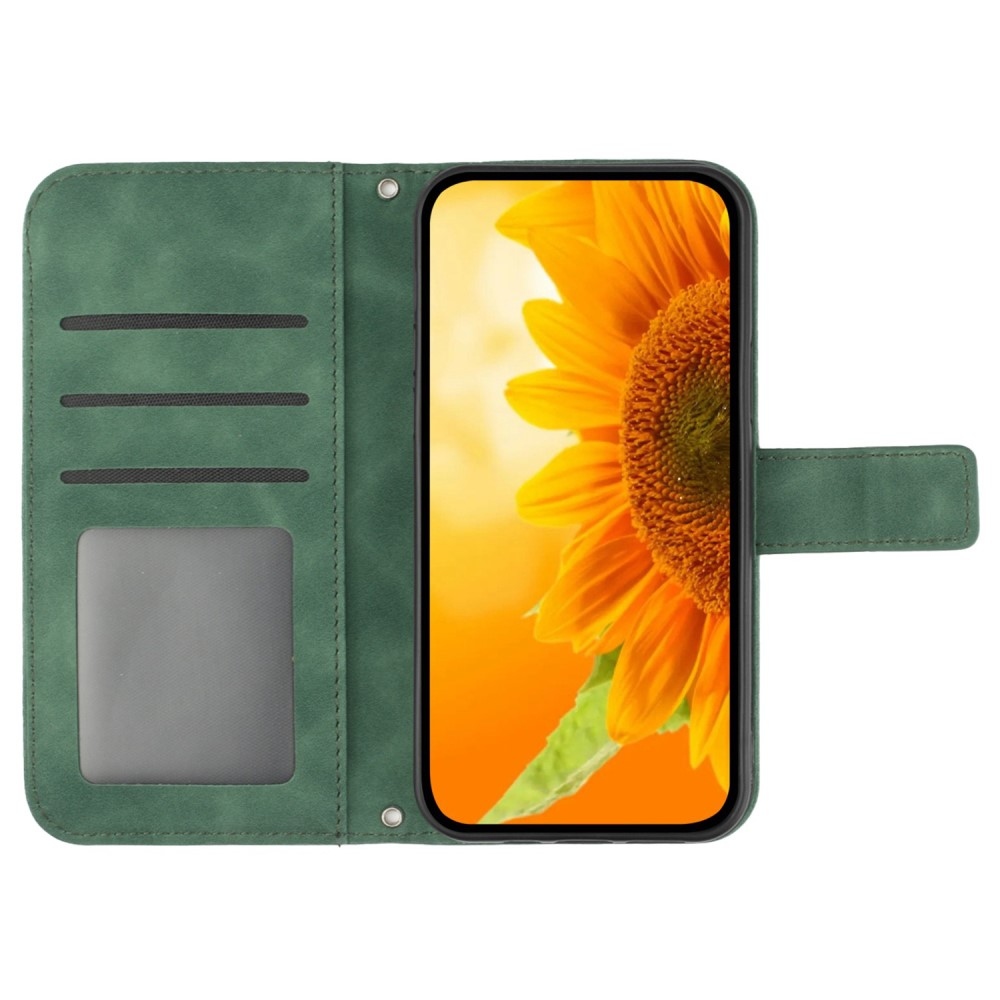 Napraforgós könyv tok Xiaomi Redmi Note 14 Pro - sötétzöld