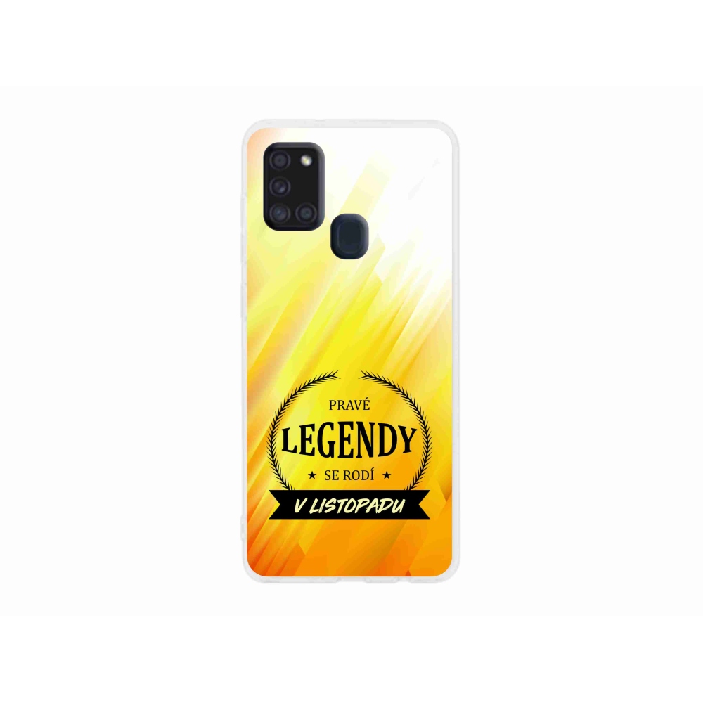 Gél borítás mmCase Samsung Galaxy A21s - Legendák novemberben sárga háttérrel