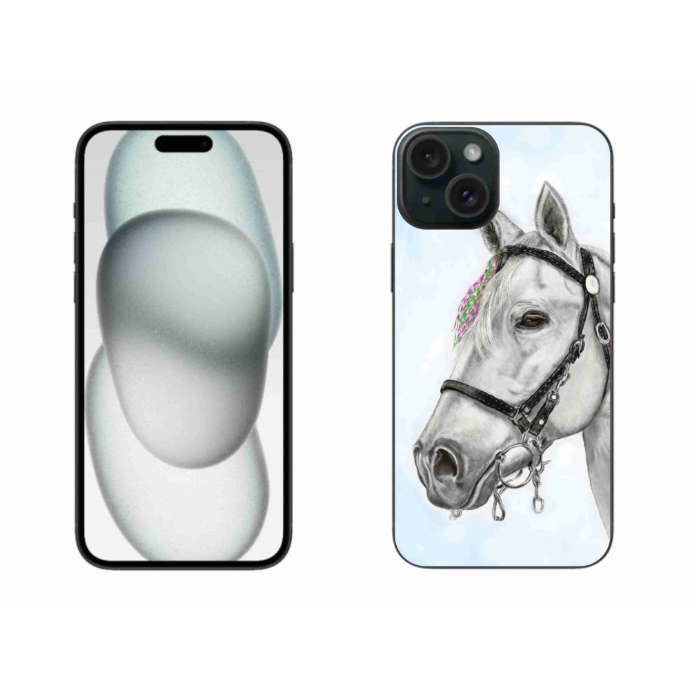 Zselés borítás mmCase iPhone 15 Plus készülékhez - fehér ló 1