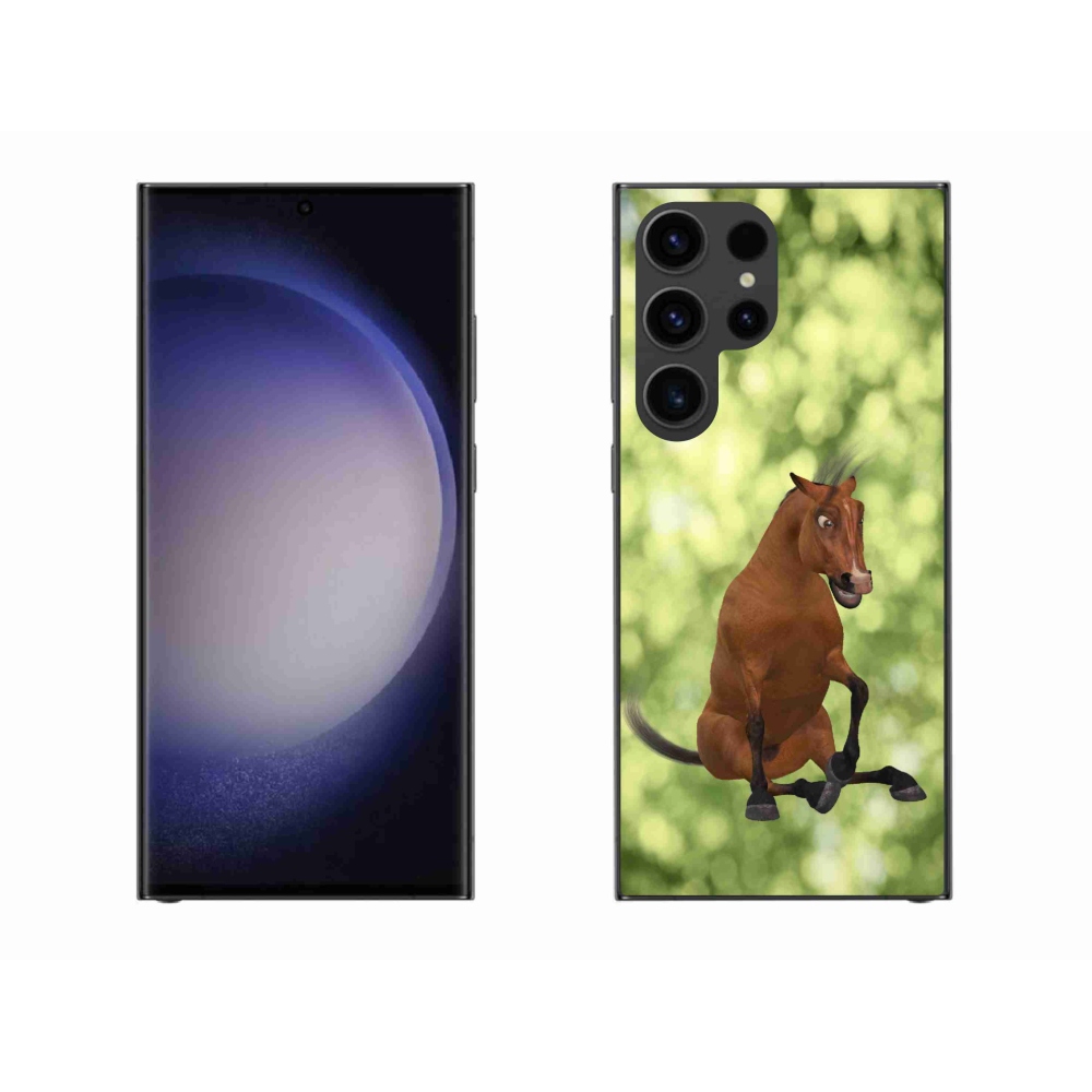 Zselés borítás mmCase Samsung Galaxy S23 Ultra 5G - barna rajzfilm ló 1