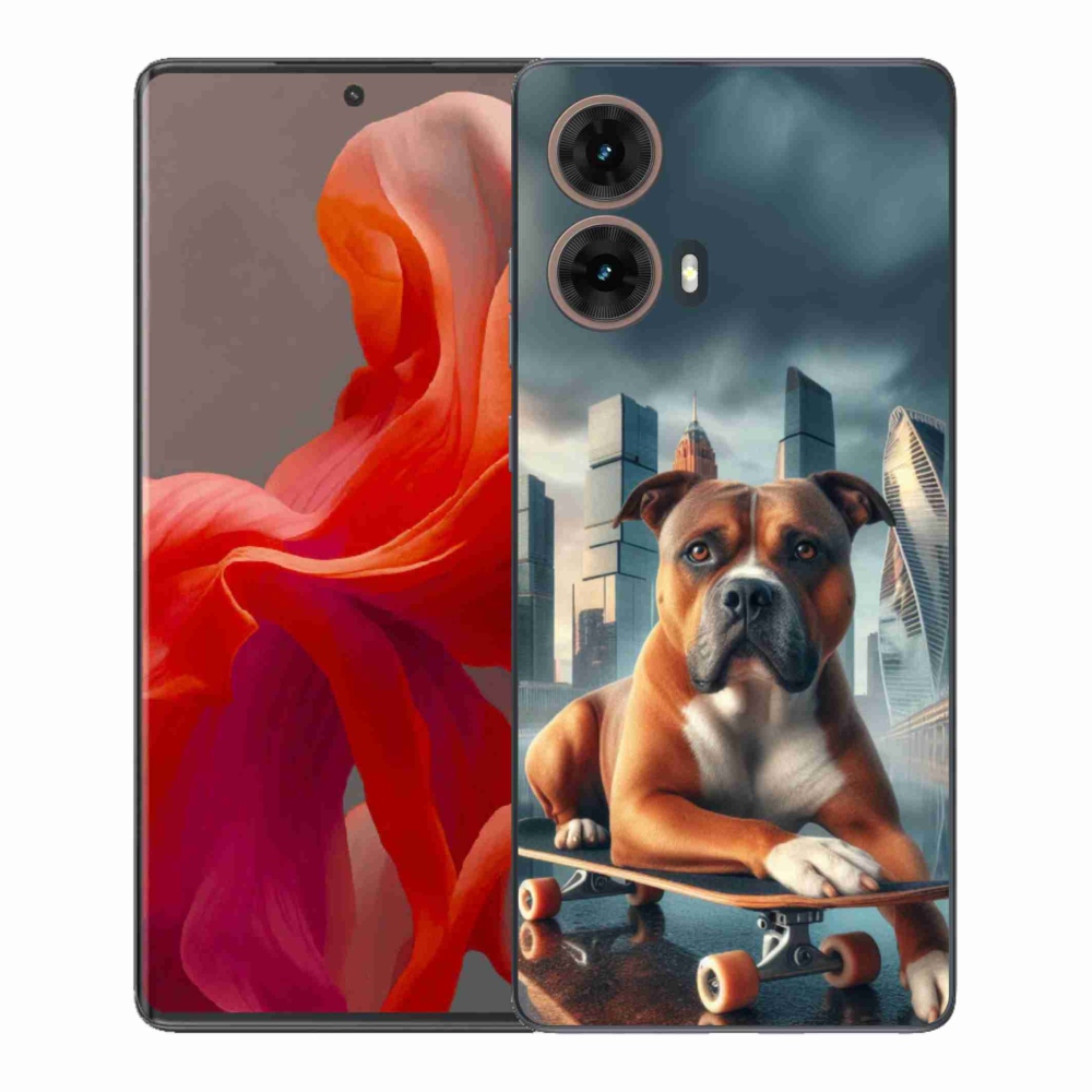 Zselés borítás mmCase a Motorola Moto G85 5G készülékhez - kutya gördeszkán
