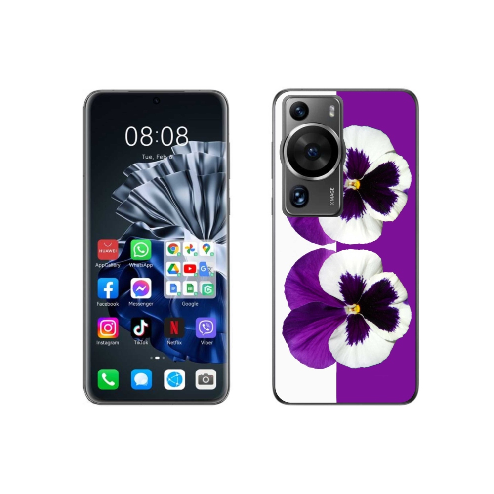 Gél borító mmCase a Huawei P60 Pro készülékhez - lila és fehér virág