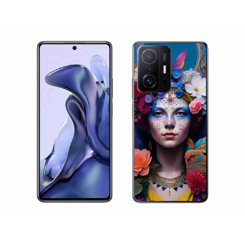 Gél borító mmCase a Xiaomi 11T Pro számára - nő virágokkal
