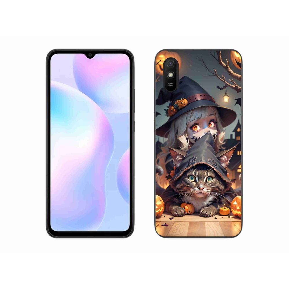 Gél borítás mmCase a Xiaomi Redmi 9AT-hoz - boszorkány macskával
