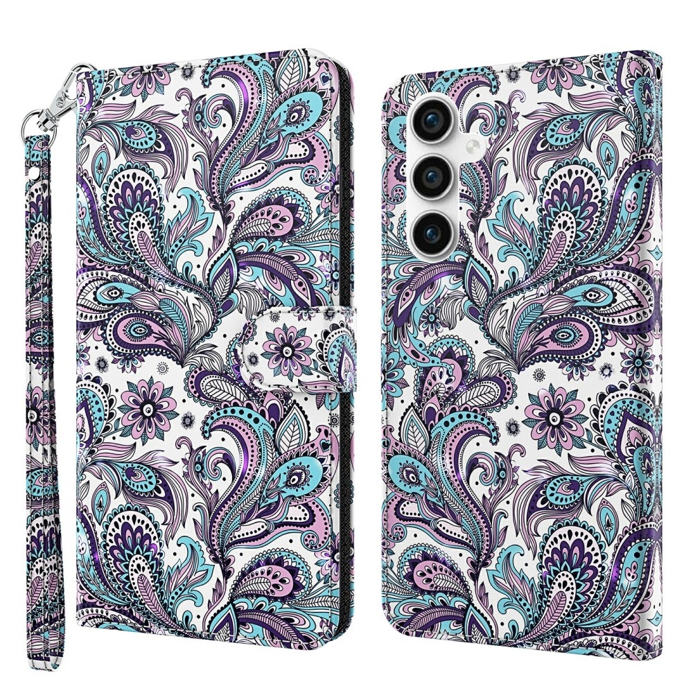 Nyomtatott könyv tok Samsung Galaxy S23 FE készülékhez - kasmír minta