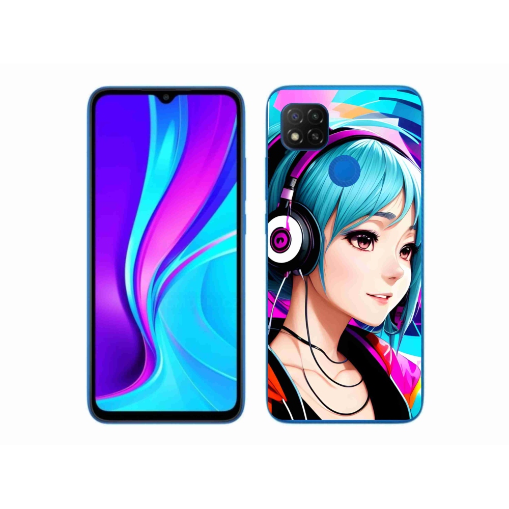 Gél borító mmCase a Xiaomi Redmi 9C-hez - lány fejhallgatóval