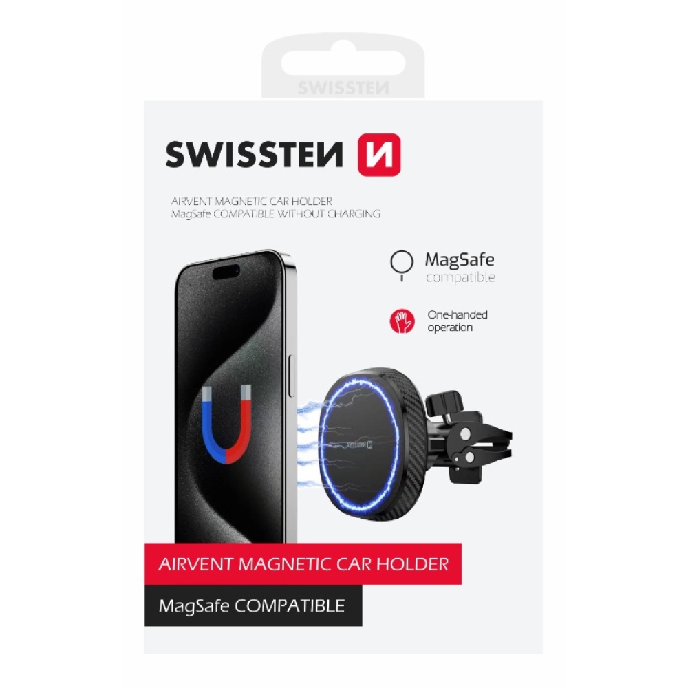 Swissten MagStick Compact mágneses ventilátor tartó (MagSafe kompatibilis) - fekete