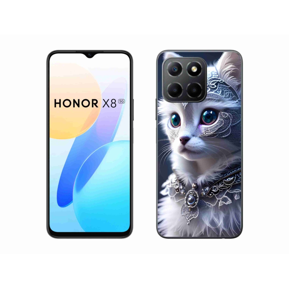 Zselés borítás mmCase a Honor X8 5G készülékhez - fehér macska