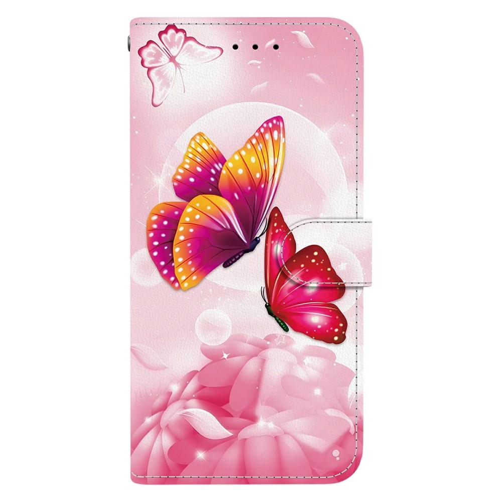 Sokoldalú könyvtáska Samsung Galaxy A06 4G - rózsaszín pillangókhoz