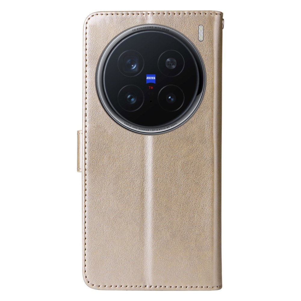 Virágos könyv tok a Vivo X200 Pro 5G-hez - arany színű