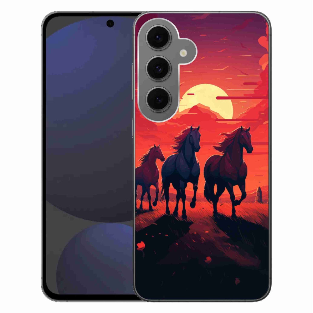 Gél borítás mmCase Samsung Galaxy S24 FE - lovak és naplemente