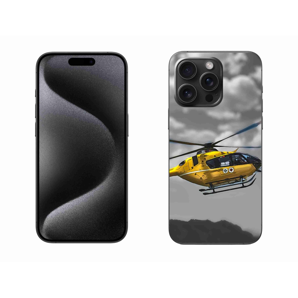Gél védőhuzat mmCase iPhone 15 Pro Max készülékhez - sárga helikopter