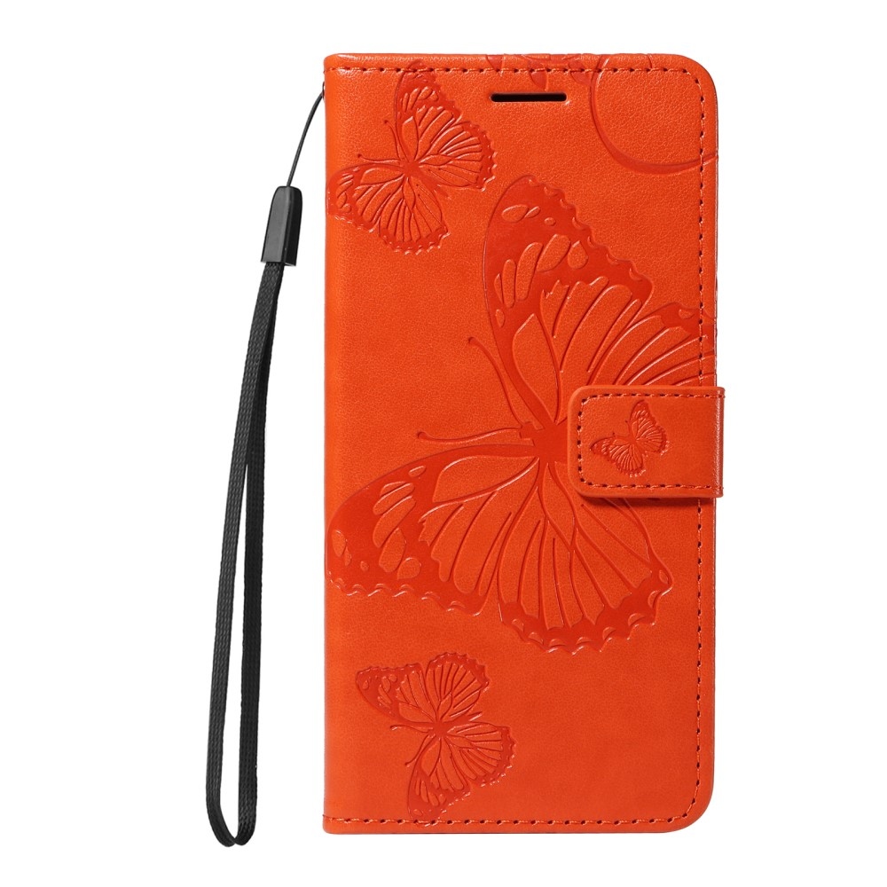 Nagy pillangó könyv tok Xiaomi Redmi Note 14 - narancssárga színben