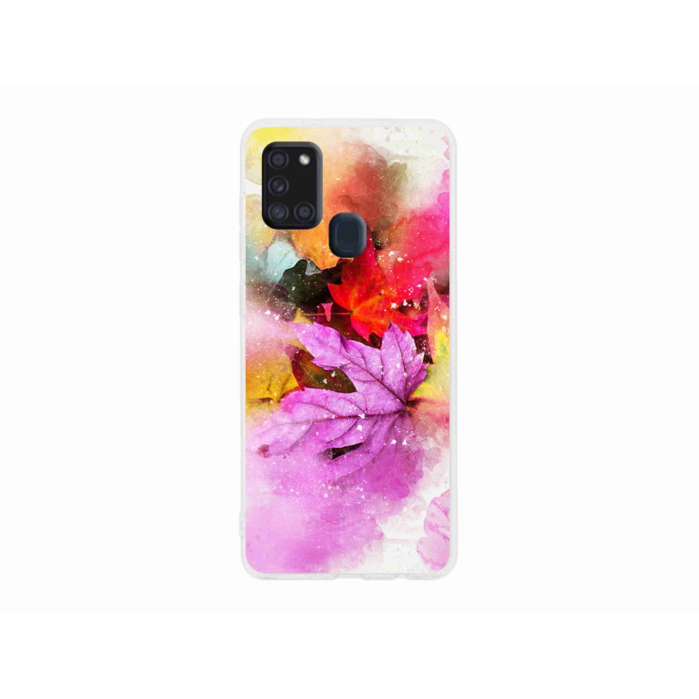 Gél borítás mmCase Samsung Galaxy A21s készülékhez - színes levelek