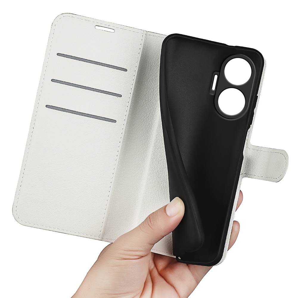Litchi könyv tok a Xiaomi Poco F7 5G-hez - fehér