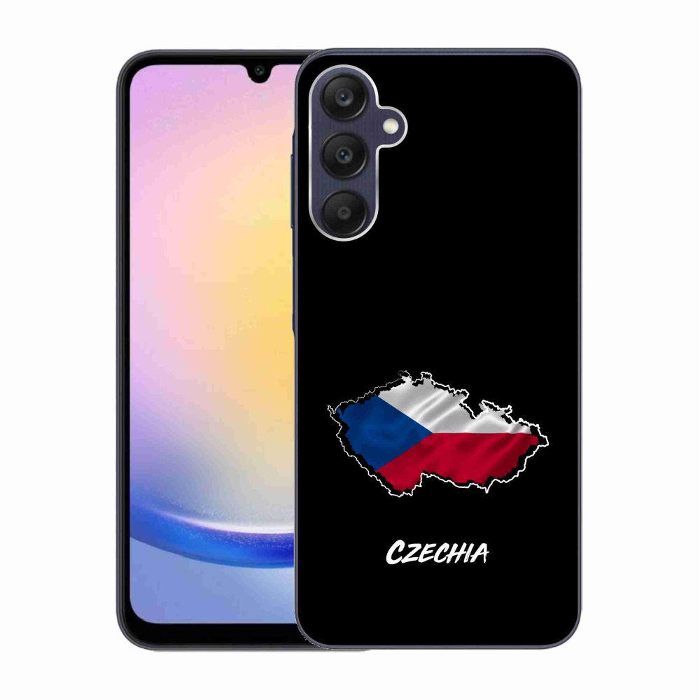 Gél védőhuzat mmCase Samsung Galaxy A25 5G - Csehország fekete háttérrel