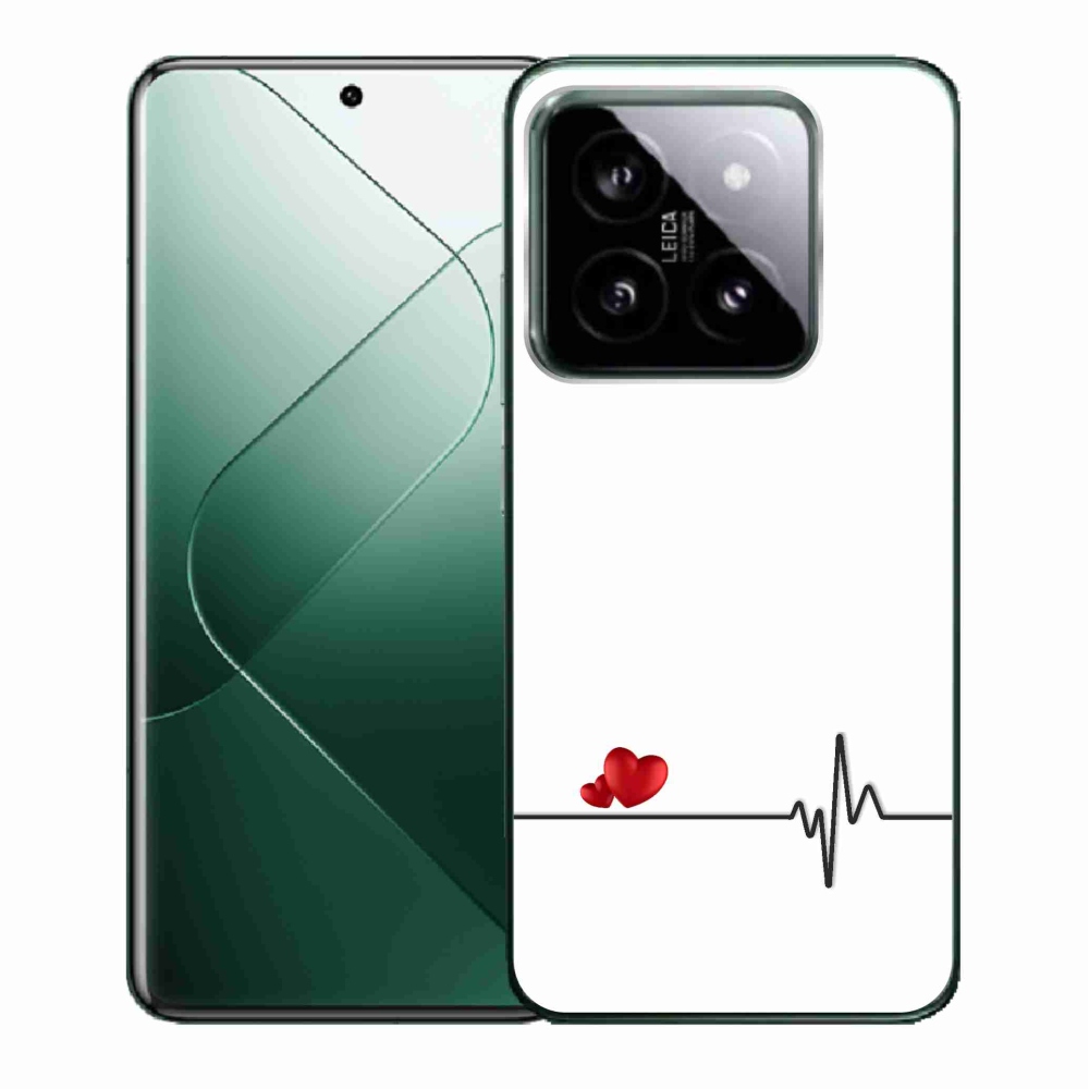 Gél borító mmCase a Xiaomi 14-hez - szív és szívverés fehér háttérrel