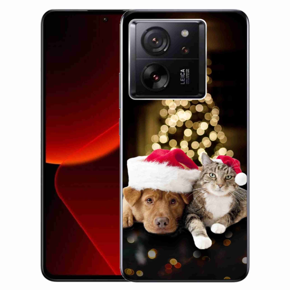 Gél borítás mmCase a Xiaomi 13T/13T Pro számára - Karácsonyi kutya és macska