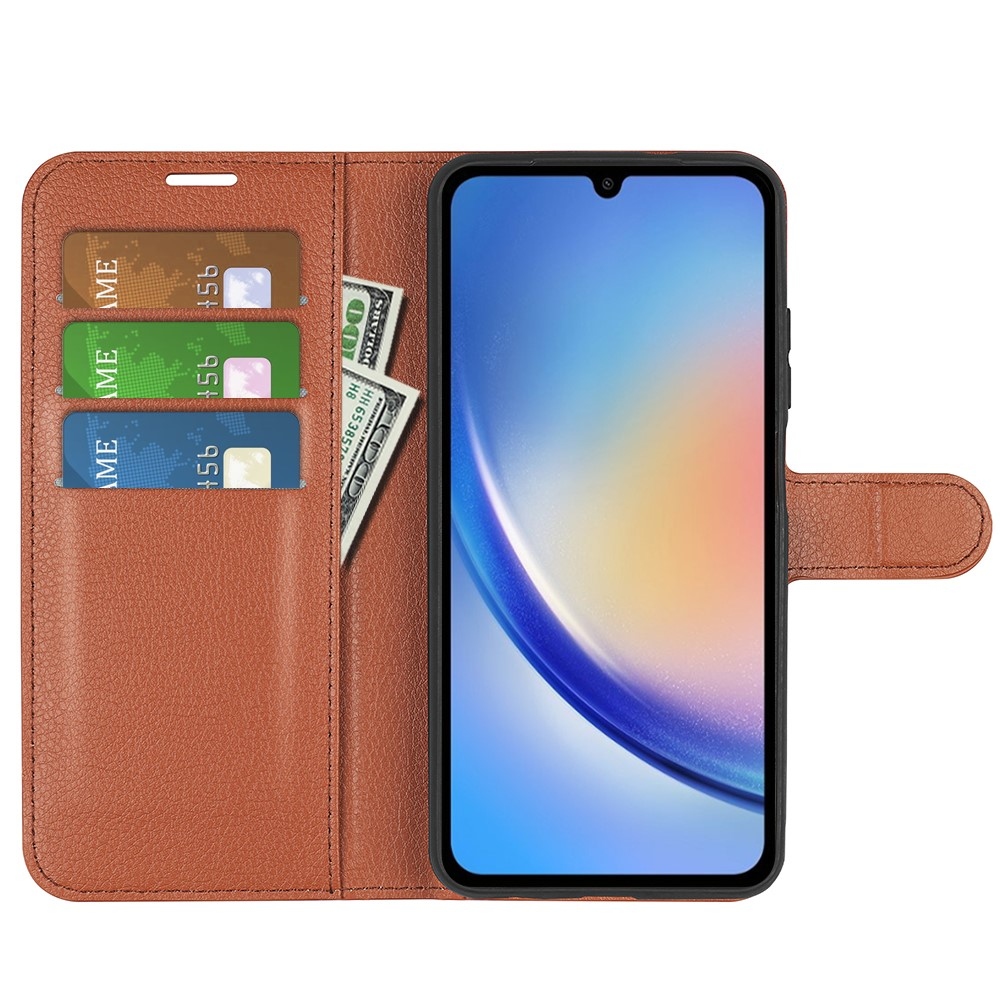 Litchi könyv tok Samsung Galaxy A35 5G - barna színben