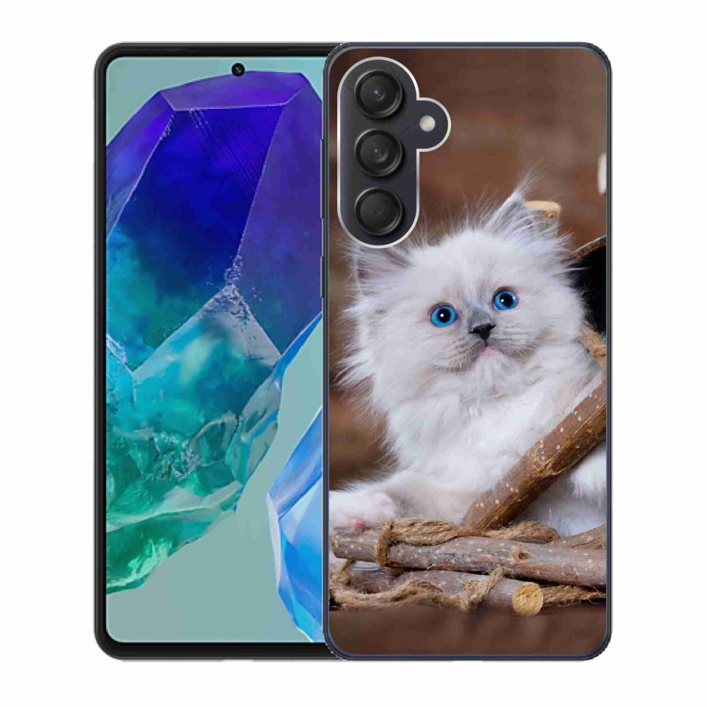 Gél védőhuzat mmCase Samsung Galaxy M55 5G - fehér cica