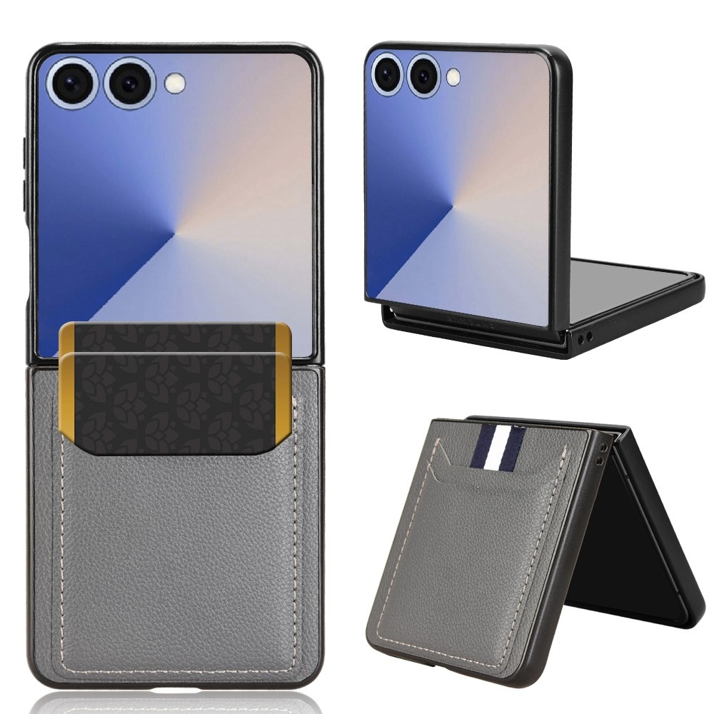 Kombinált műanyag borítás műbőrrel Samsung Galaxy Z Flip7 5G - szürke