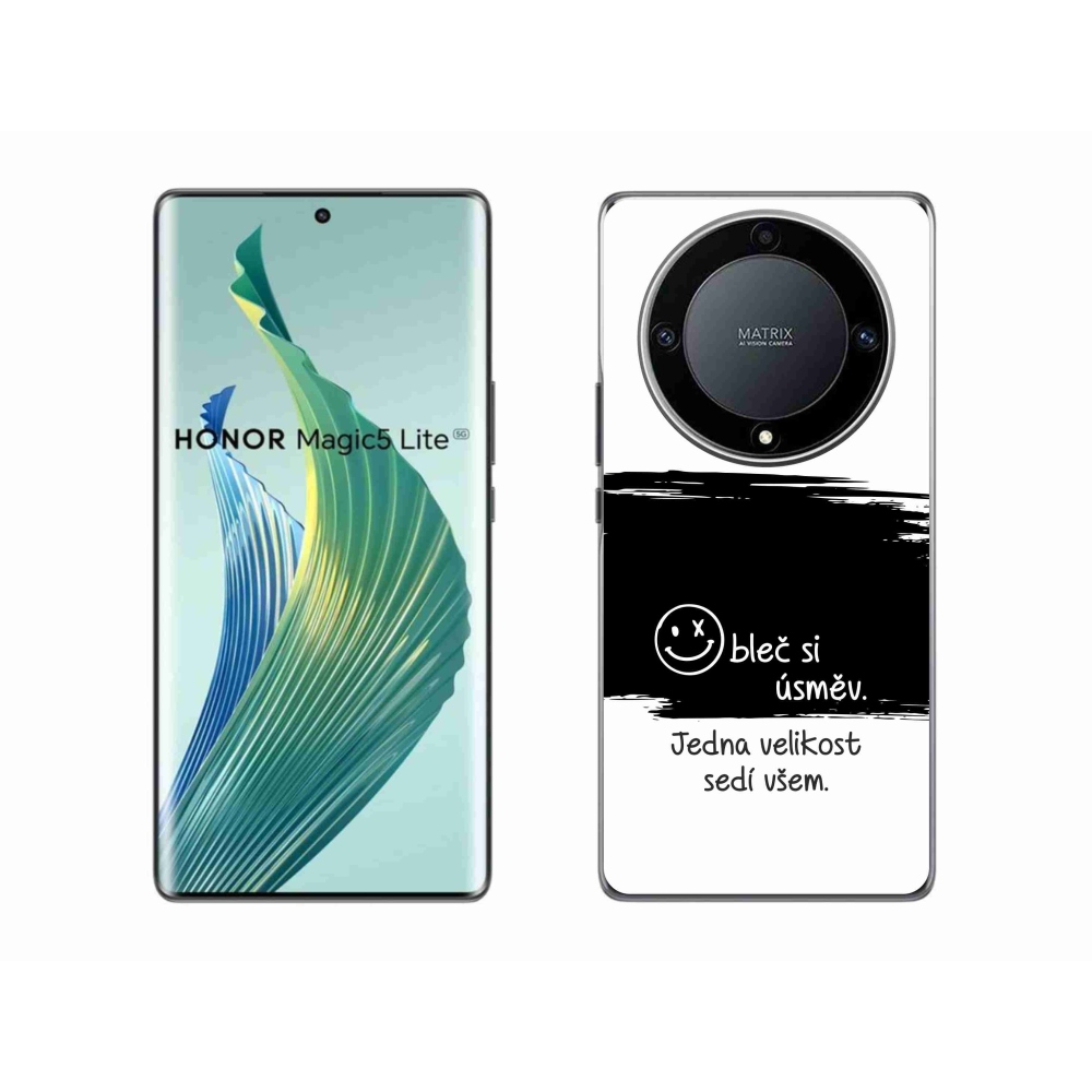 Gél borító mmCase a Honor Magic 5 Lite 5G számára - vicces szöveg 8 fekete és fehér háttérrel