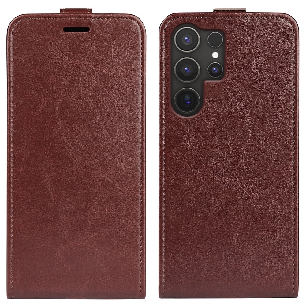 Függőleges könyvtáska Samsung Galaxy S25 Ultra készülékhez - barna
