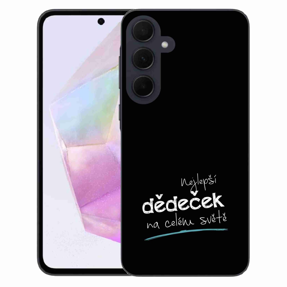 Gél borító mmCase Samsung Galaxy A35 5G - a legjobb nagypapa 3 fekete háttérrel