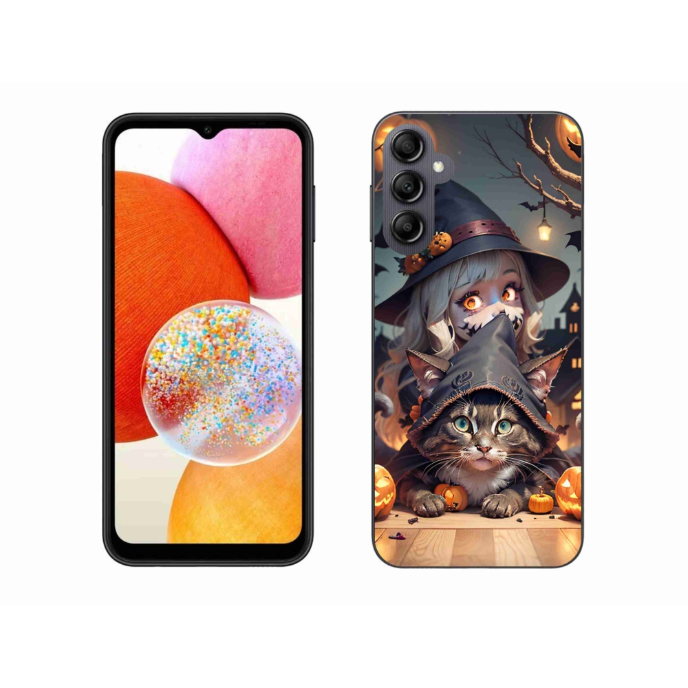 Zselés borítás mmCase Samsung Galaxy A14 4G/5G - boszorkány macskával