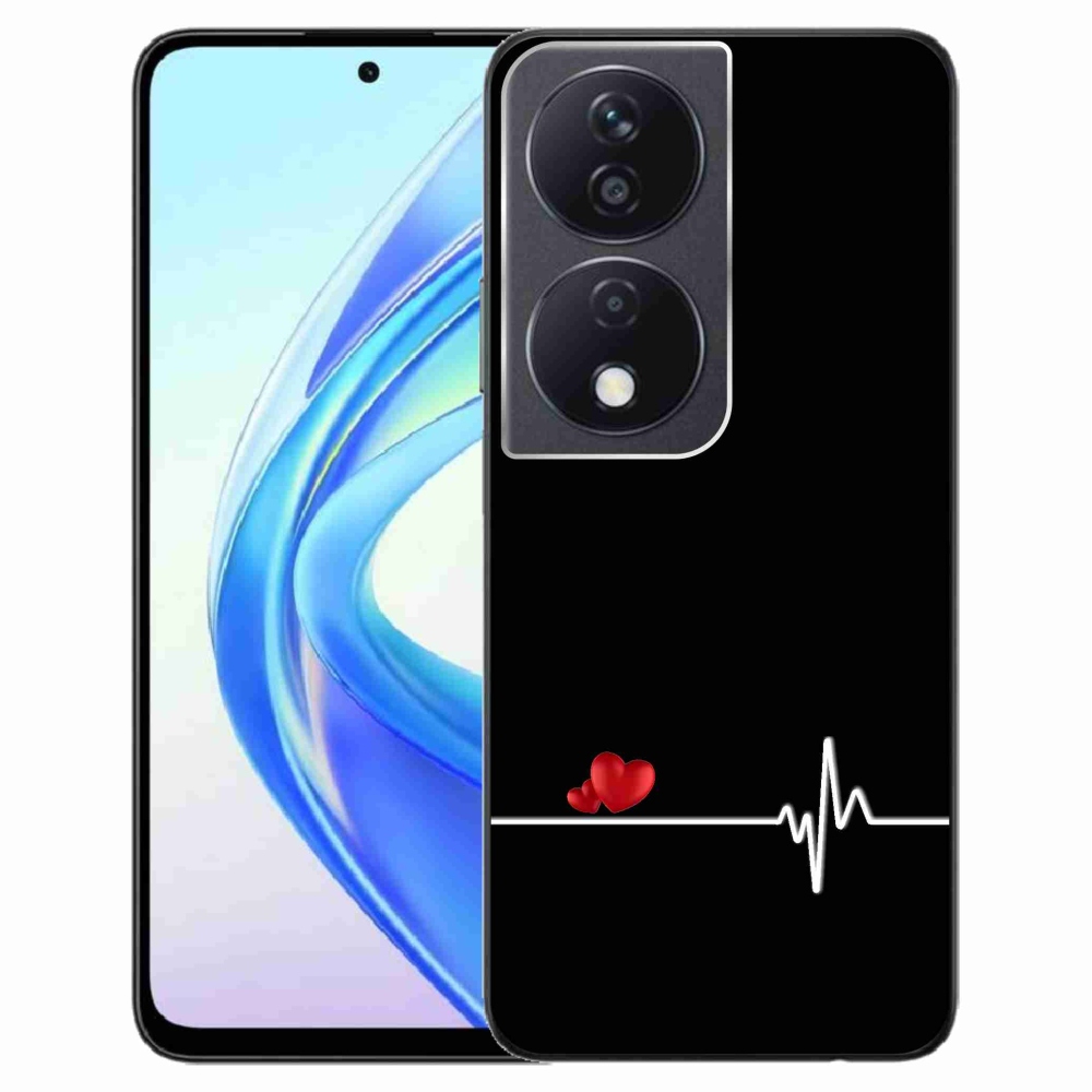 Gél borító mmCase a Honor X7b/Honor 90 Smart készülékhez - szív és szívverés fekete háttérrel