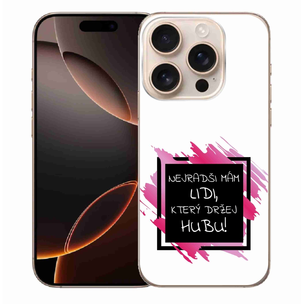 Gél borítás mmCase iPhone 16 Pro Max készülékhez - vicces szöveg 7 fekete-fehér háttérrel