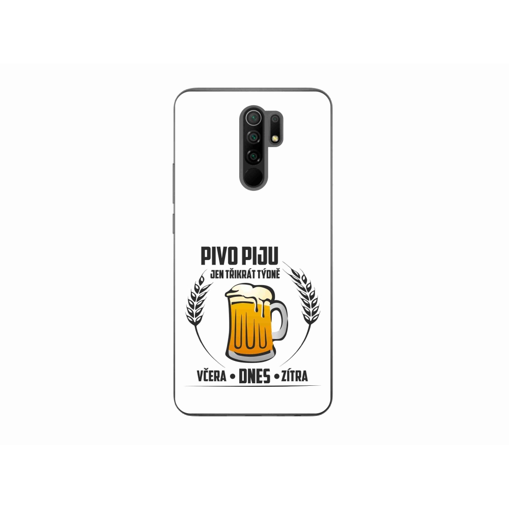 Gél borítás mmCase a Xiaomi Redmi 9-hez - sör motívum fehér háttérrel