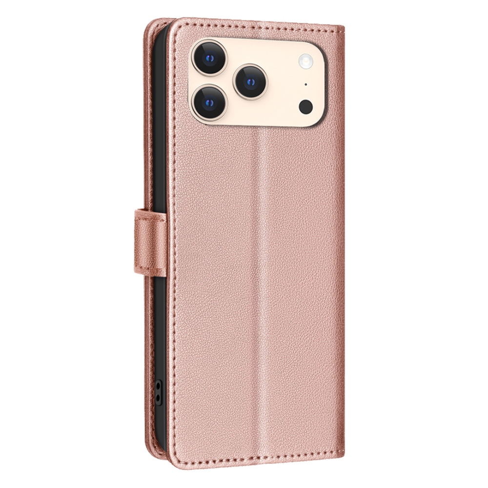 BINFEN könyvtáska iPhone 17 Pro készülékhez - rózsaarany