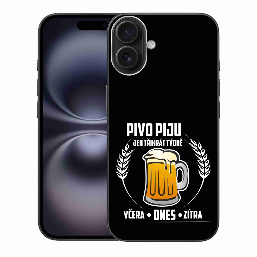 Gél borítás mmCase iPhone 16 Plus készülékhez - sör motívum fekete háttér